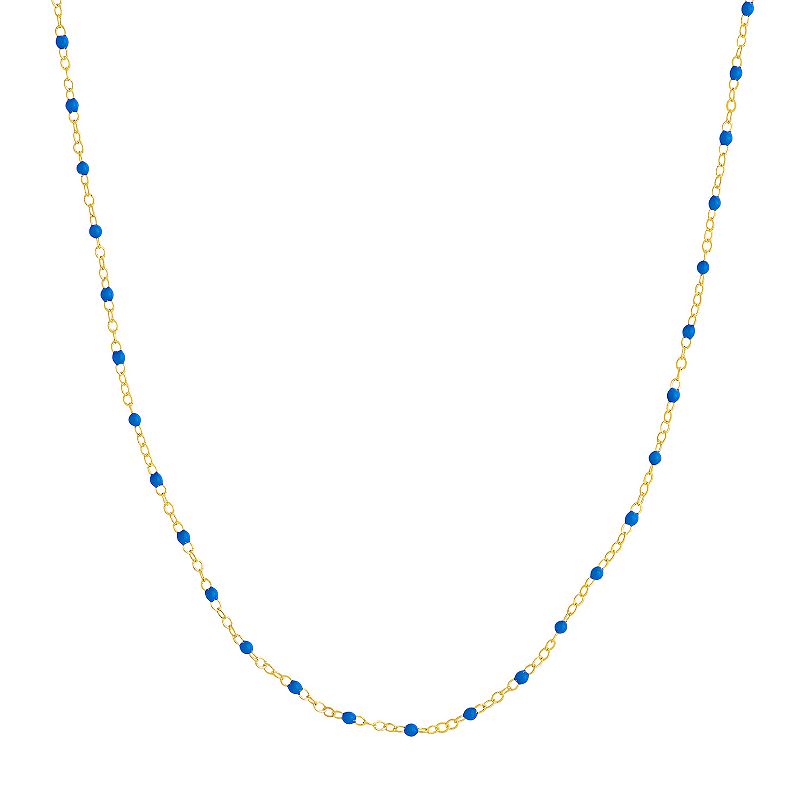 Color Romance 14k Gold Cobalt Blue Enamel Bead Adjustable Necklace, Women