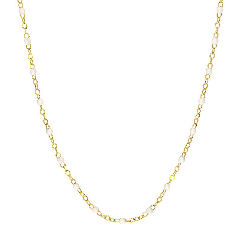 Color Romance 14k Gold White Enamel Bead Adjustable Necklace, Womens, Siz