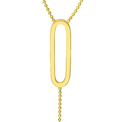 Color Romance 14k Gold Textured Bead Lariat Necklace with Paper Clip Elements