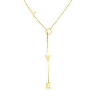 Color Romance 14k Gold "LOVE" Adjustable Lariat Necklace