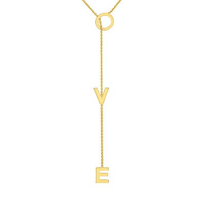 Color Romance 14k Gold "LOVE" Adjustable Lariat Necklace