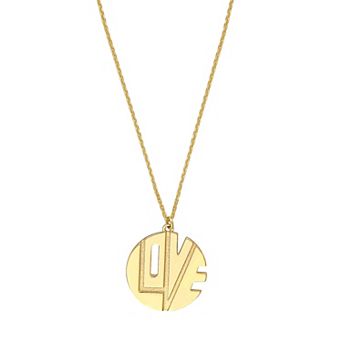 Color Romance 14k Gold "LOVE" Cut-Out Medallion Adjustable Necklace