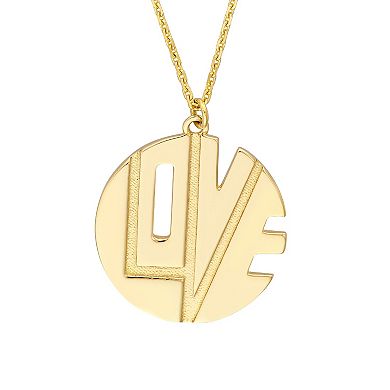 Color Romance 14k Gold "LOVE" Cut-Out Medallion Adjustable Necklace