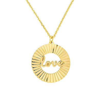 Color Romance 14k Gold "Love" Radiant Disk Adjustable Necklace