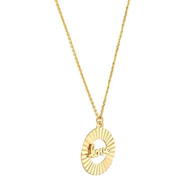 Color Romance 14k Gold "Love" Radiant Disk Adjustable Necklace