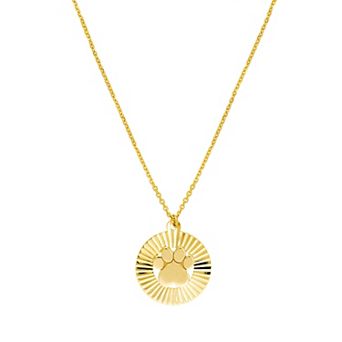 Color Romance 14k Gold Radiant Disk Paw Print Adjustable Necklace