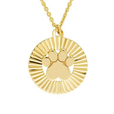 Color Romance 14k Gold Radiant Disk Paw Print Adjustable Necklace