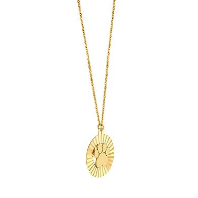 Color Romance 14k Gold Radiant Disk Paw Print Adjustable Necklace