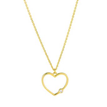 Color Romance 14k Gold Diamond Accent Open Heart Pendant Adjustable Necklace