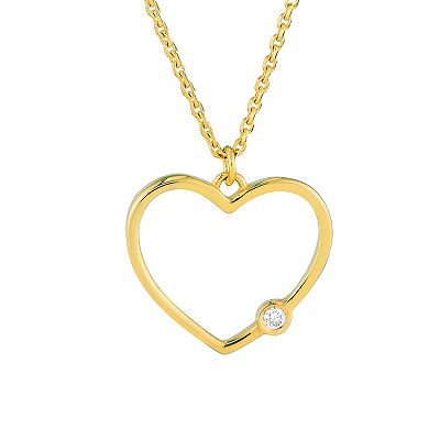 14k Gold Diamond Accent Open Heart Pendant Adjustable Necklace