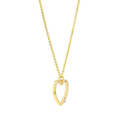 14k Gold Diamond Accent Open Heart Pendant Adjustable Necklace