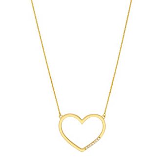 Color Romance 14k Gold Diamond Accent Open Heart Adjustable Necklace