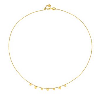 Color Romance 14k Gold Dangle Heart Charm Adjustable Necklace