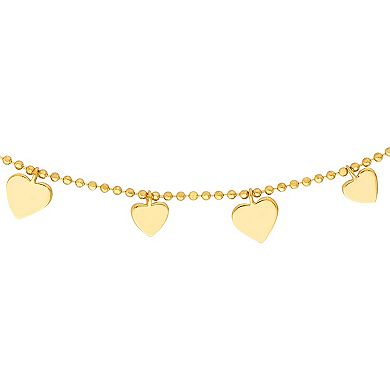 Color Romance 14k Gold Dangle Heart Charm Adjustable Necklace