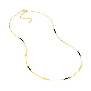 Color Romance 14k Gold Colored Enamel Adjustable Bar Necklace