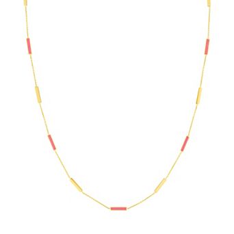 Color Romance 14k Gold Colored Enamel Adjustable Bar Necklace