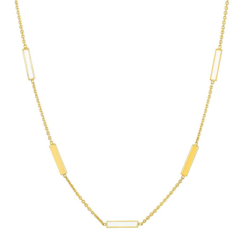 Color Romance 14k Gold White Enamel Adjustable Bar Necklace, Womens, Size