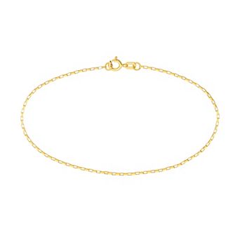 Color Romance 14k Gold 0.88 mm Long Link Box Chain Bracelet