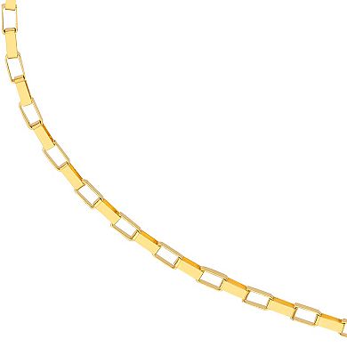 Color Romance 14k Gold 0.88 mm Long Link Box Chain Bracelet