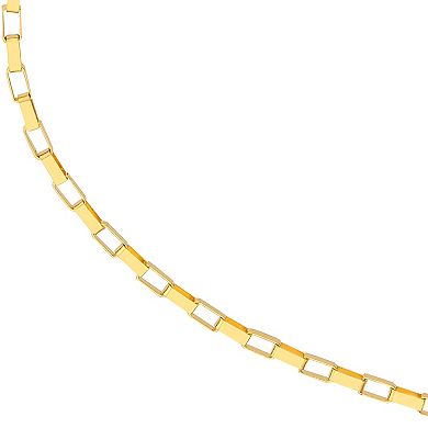 14k Gold 0.88 mm Long Link Box Chain Bracelet