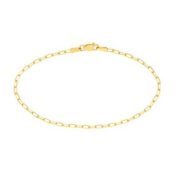 Color Romance 14k Gold 1.95 mm Textured Paper Clip Chain Bracelet