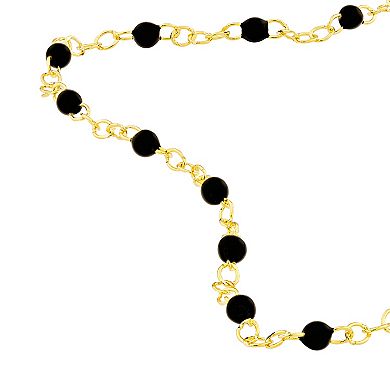 Color Romance 14k Gold Colored Enamel Bead Adjustable Bracelet