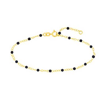 Color Romance 14k Gold Colored Enamel Bead Adjustable Bracelet