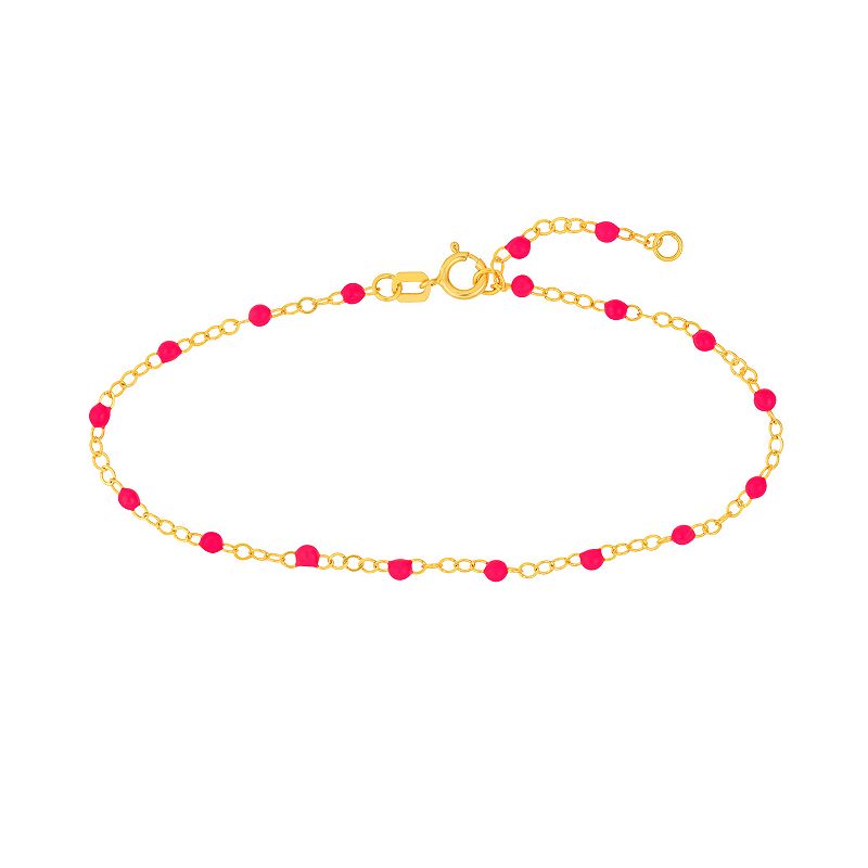 Color Romance 14k Gold Colored Enamel Bead Adjustable Bracelet, Women's,