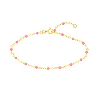 Color Romance 14k Gold Colored Enamel Bead Adjustable Bracelet