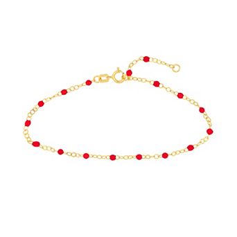 Color Romance 14k Gold Colored Enamel Bead Adjustable Bracelet