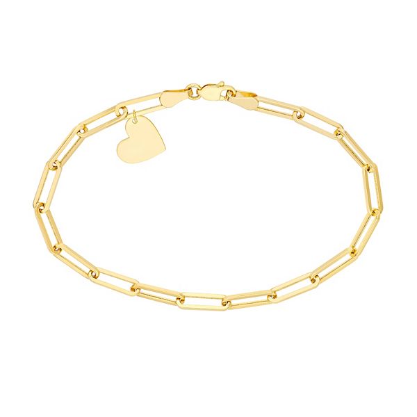 Paper-Clip Chain Bracelet w/Heart Clasp