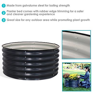 Sunnydaze Galvalume Steel Round Raised Garden Bed - 36 in