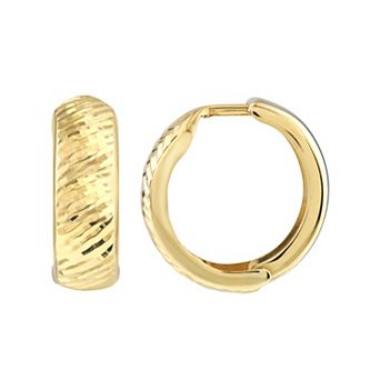 Color Romance 10k Gold 12 mm Textured Hoop Earrings