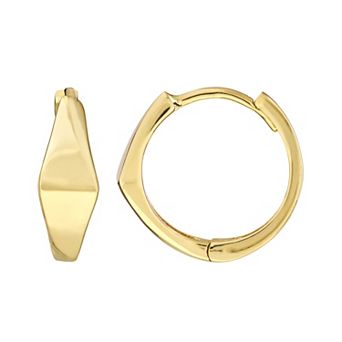 Color Romance 10k Gold 10.3 mm Triangle Hoop Earrings