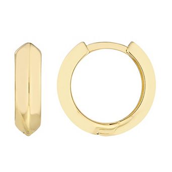 Color Romance 14k Gold Knife Edge Huggie Hoop Earrings
