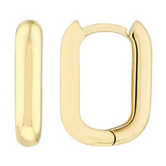 Color Romance 14k Gold Oblong Polished Huggie Hoop Earrings