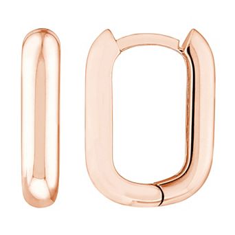 Color Romance 14k Gold Oblong Polished Huggie Hoop Earrings