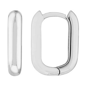 Color Romance 14k Gold Oblong Polished Huggie Hoop Earrings