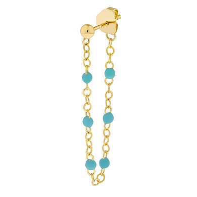Color Romance 14k Gold Turquoise Enamel Bead Front-to-Back Station Earrings