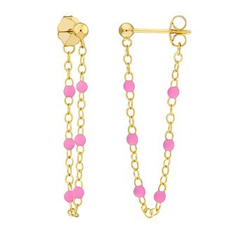 Color Romance 14k Gold Colored Enamel Bead Front-to-Back Station Earrings