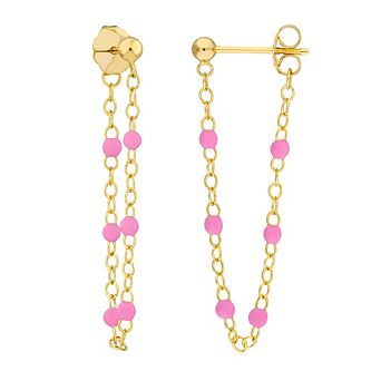 Color Romance 14k Gold Colored Enamel Bead Front-to-Back Station Earrings