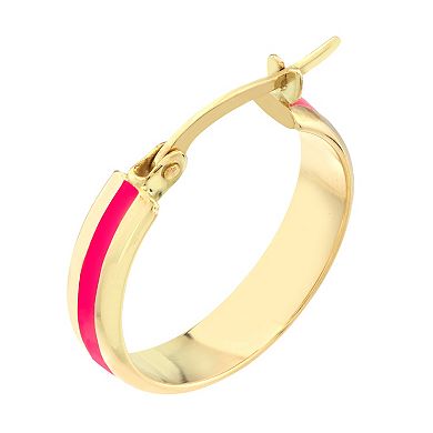 Color Romance 14k Gold Colored Enamel Stripe Hoop Earrings