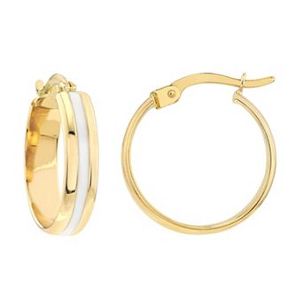 Color Romance 14k Gold Colored Enamel Stripe Hoop Earrings