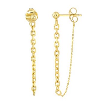 Color Romance 14k Gold Mixed Chain Front-to-Back Earrings