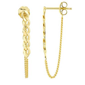 Color Romance 14k Gold Curb Chain Front-to-Back Earrings