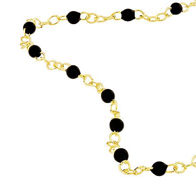 Color Romance 14k Gold Colored Enamel Bead Adjustable Anklet