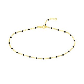 Color Romance 14k Gold Colored Enamel Bead Adjustable Anklet