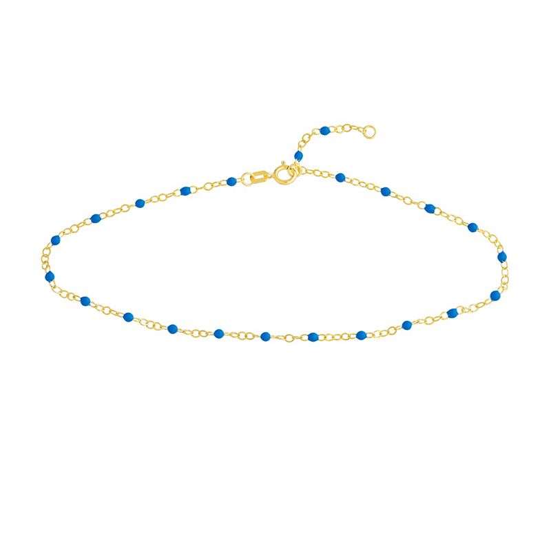 Color Romance 14k Gold Colored Enamel Bead Adjustable Anklet, Women's,