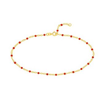 Color Romance 14k Gold Colored Enamel Bead Adjustable Anklet