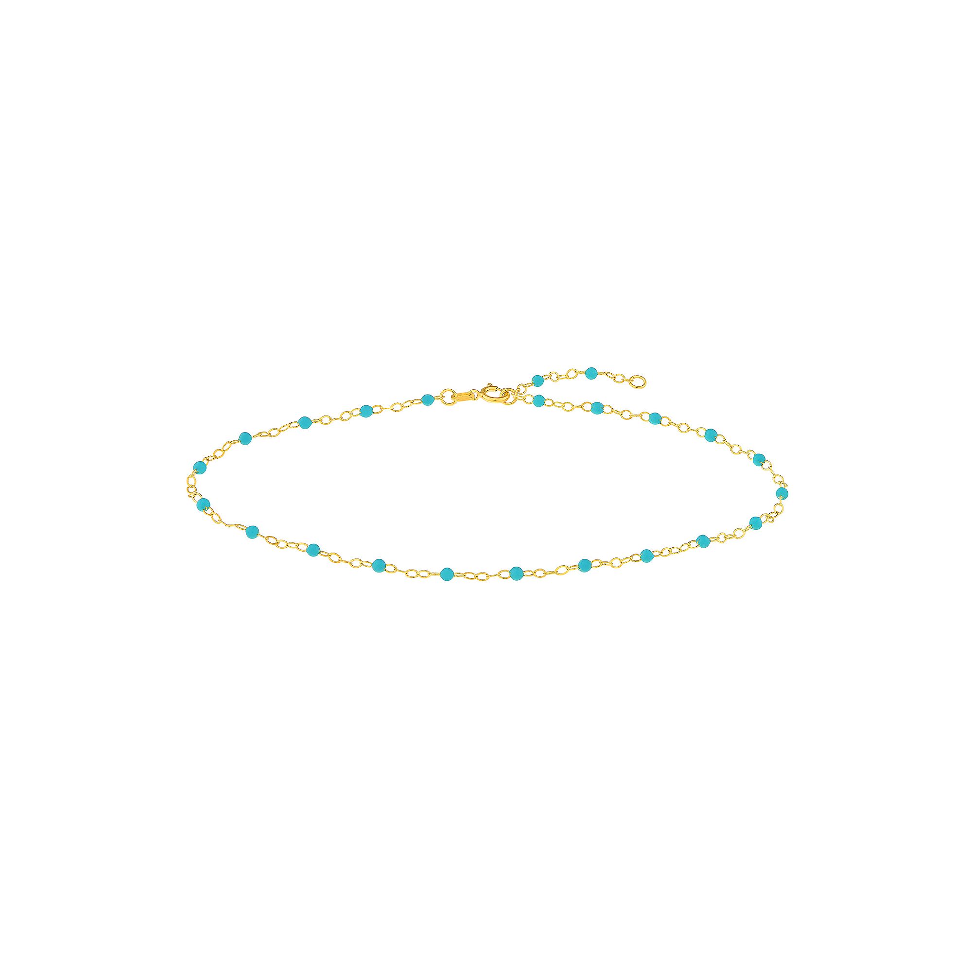 Color Romance 14k Gold Colored Enamel Bead Adjustable Anklet, Womens, Siz